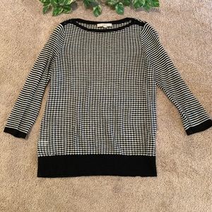 LOFT Patterned Black & White Blouse | L